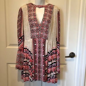 Free People Tegan Border Print Mini Dress Size 12